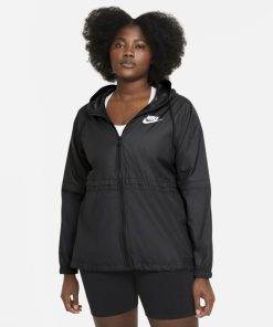 Vævet Nike Sportswear-jakke til kvinder (plus size) - Sort