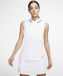 Ærmeløs Nike Dri-FIT Victory-golfpolo til kvinder - Hvid