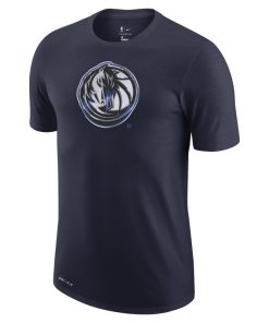 Dallas Mavericks Earned Edition Nike Dri-FIT NBA Logo-T-shirt til mænd - Blå