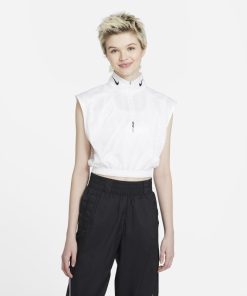 Ærmeløs Nike Sportswear-top med lynlås i halv længde til kvinder - Hvid