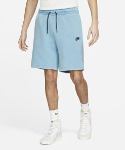 Forvaskede Nike Sportswear Tech Fleece-shorts til mænd - Blå