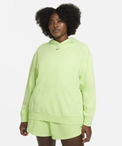 Forvasket Nike Sportswear-hættetrøje til kvinder (plus size) - Grøn