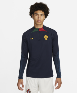 Maskinstrikket Portugal Strike Nike Dri-FIT-fodboldtræningstrøje til mænd - Blå