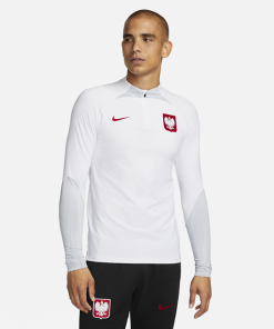 Maskinstrikket Polen Strike Nike Dri-FIT-fodboldtræningstrøje til mænd - Hvid