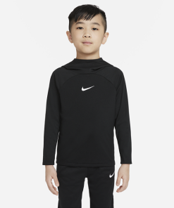 Nike Dri-FIT Academy Pro-pullover-fodboldhættetrøje til mindre børn - Sort