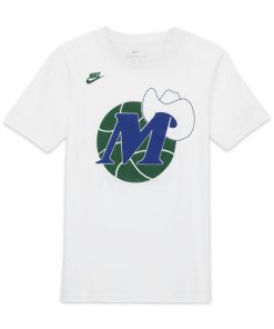 Dallas Mavericks Classic Edition Nike NBA Logo-T-shirt til store børn - Hvid