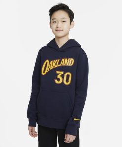 Golden State Warriors City Edition Nike NBA-spillerhættetrøje til større børn (drenge) - Blå