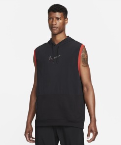 Æmreløs Nike Dri-FIT-pullover-træningsoverdel med hætte til mænd - Sort