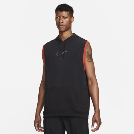 Æmreløs Nike Dri-FIT-pullover-træningsoverdel med hætte til mænd - Sort
