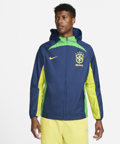 Brazil AWF-fodboldjakke med lynlås til mænd - Blå