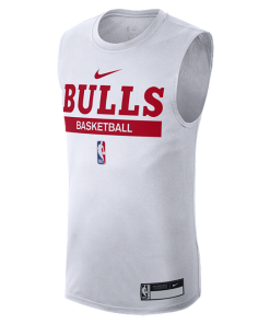 Ærmeløs Chicago Bulls Nike Dri-FIT NBA-trænings-T-shirt til mænd - Hvid