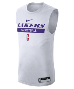 Ærmeløs Los Angeles Lakers Nike Dri-FIT NBA-trænings-T-shirt til mænd - Hvid